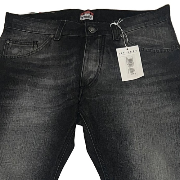 Fiorucci Jeans Mens Black Slim Fit Whiskering Straight Leg Button Fly👖NWT 29 - Picture 3 of 12